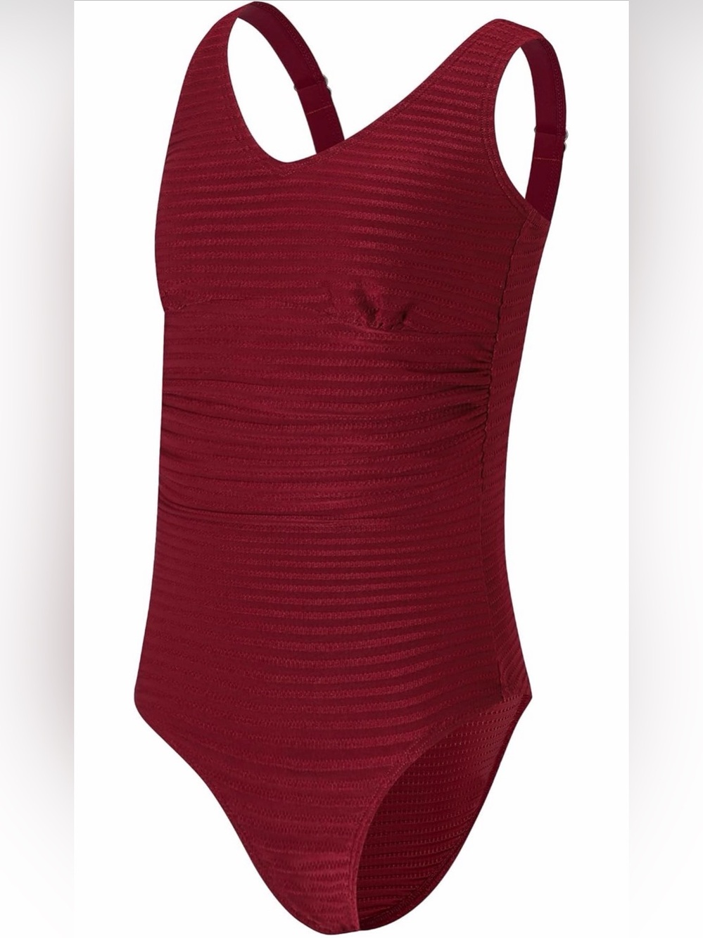 Girls' Textured One-Piece Swimsuit — Burgundy